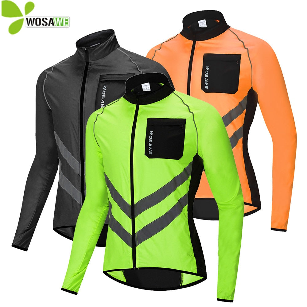 WOSAWE Reflective Running Jackets Men Water Resistance Windproof Windbreaker High Visibility Thin Sports Sweatshirt Women