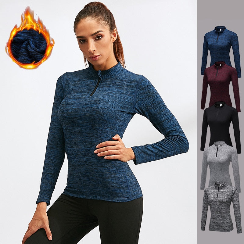Women Running Jacket Winter Thermal Fleece Sports Coats Outdoor Workout Warm Down Jackets Gym Hooded Sport T-Shirts Plus Size
