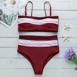 2019 Sexy Striped Bikini Set Ripple Biquini Swimming Suits