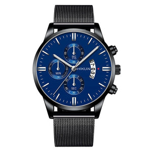Montre Homme Classic blue Stainless Steel Mesh Belt Men Watch Fine Strap Quartz Watch Fashion Business Analog Clock Uhren Herren