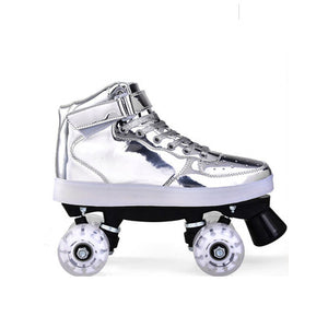 2020 New Flash Skates Adult Double-Row Pulley Shoes Men Women 4-Wheel PU Children Adult Luminous Roller Skates