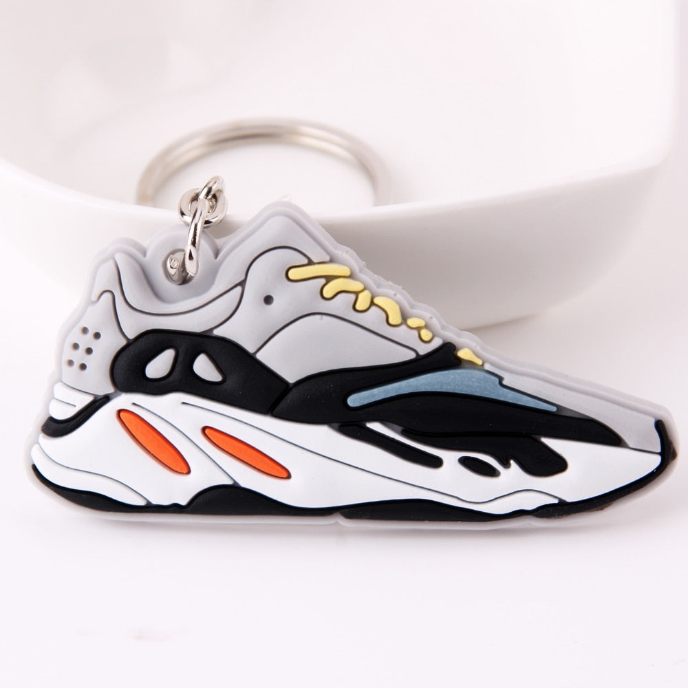 New Color Mini Silicone Jordan Keychain Woman Bag Charm Men Kids Key Ring Gifts Sneaker Shoes 700 WAVE RUNNER Key Chain
