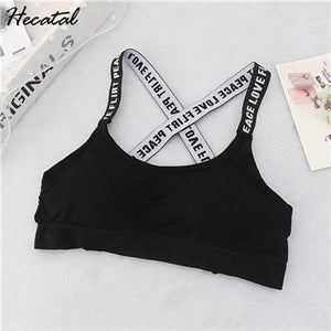 Women Sport Bra Fitness Top Letters Yoga Bra For Cup A-D Black White Running Yoga Gym Fitness Crop Top Women Push Up Sports Bras