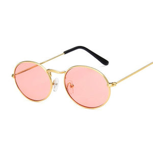 Fashion Women Sunglasses Famous Oval Sun Glasses Female Luxury Brand Metal Round Frames Yellow Small Cheap Eyewear Oculos